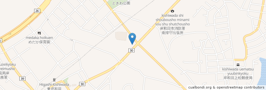 Mapa de ubicacion de Cafe BARN en ژاپن, 大阪府, 岸和田市.