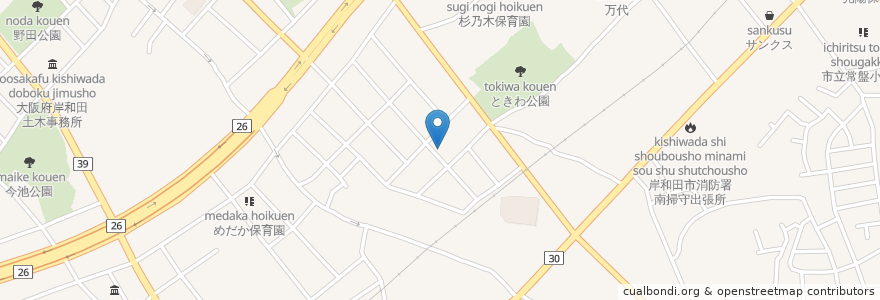 Mapa de ubicacion de 串焼き 我等流 en Japonya, 大阪府, 岸和田市.