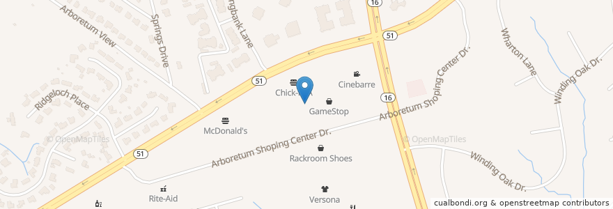 Mapa de ubicacion de Five Guys en Verenigde Staten, North Carolina, Mecklenburg County, Charlotte.