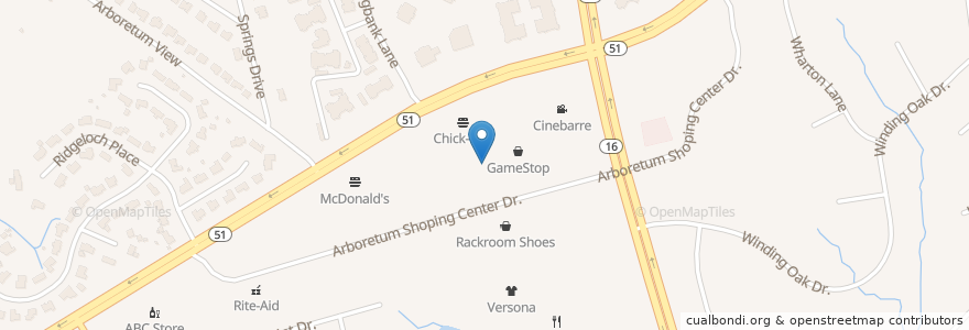 Mapa de ubicacion de Firehouse Subs en Amerika Syarikat, Carolina Utara, Mecklenburg County, Charlotte.