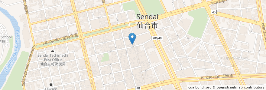 Mapa de ubicacion de かき徳 en Japan, Präfektur Miyagi, 仙台市, 青葉区.