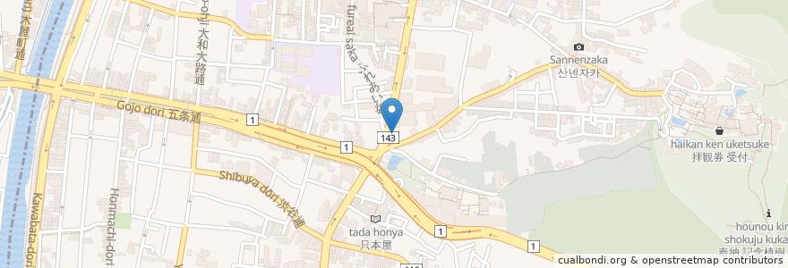 Mapa de ubicacion de 抹茶カフェ cha-cha en Japan, Kyoto Prefecture, Kyoto, Higashiyama Ward.