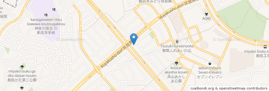 Mapa de ubicacion de とんかつ稲 en 日本, 神奈川県, 横浜市, 都筑区.