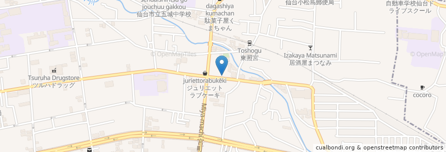 Mapa de ubicacion de ぼんてん漁港 en Japan, Präfektur Miyagi, 仙台市, 青葉区.