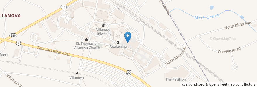 Mapa de ubicacion de Villanova University en United States, Pennsylvania, Delaware County, Radnor Township.