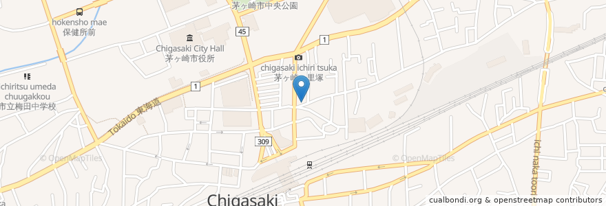 Mapa de ubicacion de TapiTapi en ژاپن, 神奈川県, 茅ヶ崎市.