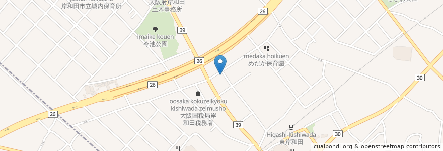 Mapa de ubicacion de お好み焼鉄板チャパ en Japonya, 大阪府, 岸和田市.