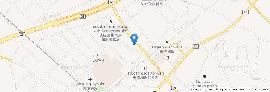 Mapa de ubicacion de カフェ ピュアタイム en Japão, 大阪府, 岸和田市.