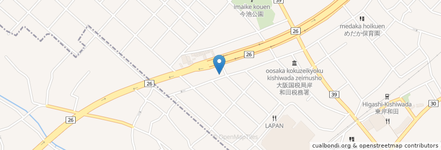 Mapa de ubicacion de 中野皮膚科 en Giappone, Prefettura Di Osaka, 岸和田市.