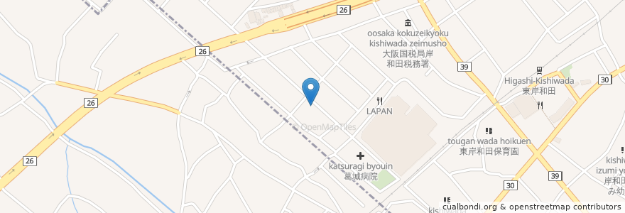 Mapa de ubicacion de ピッコロ en Япония, Осака, 岸和田市.