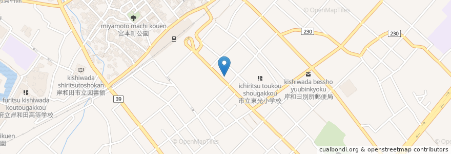Mapa de ubicacion de 関西アーバン銀行 岸和田支店 en Japão, 大阪府, 岸和田市.