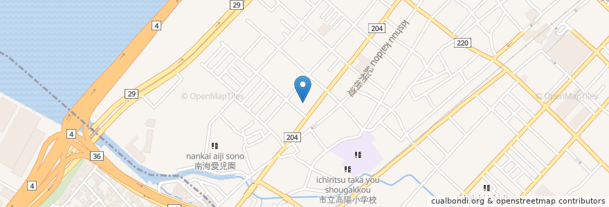 Mapa de ubicacion de 居酒屋える en 日本, 大阪府, 高石市.