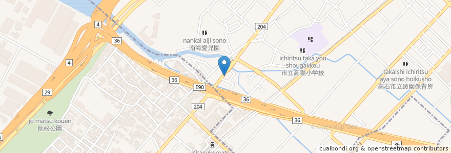 Mapa de ubicacion de あかね薬局 en Japan, Osaka Prefecture, Takaishi, Izumiotsu.