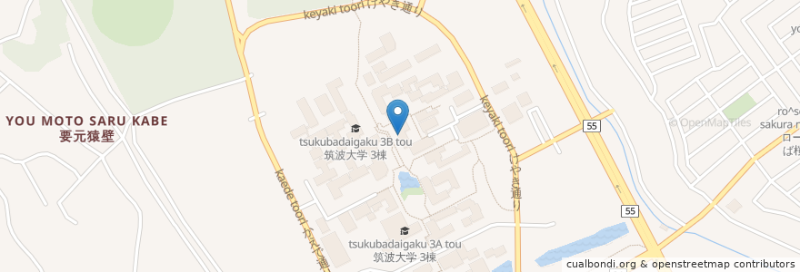 Mapa de ubicacion de 筑波大学第二食堂 en 日本, 茨城県, つくば市.