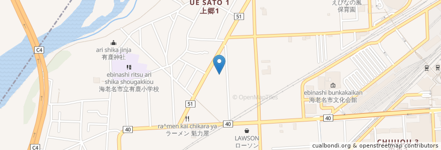 Mapa de ubicacion de バーミヤン en Japonya, 神奈川県, 海老名市.