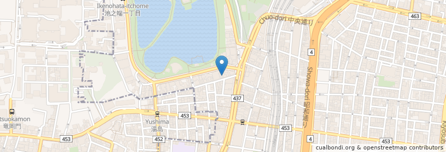 Mapa de ubicacion de 上野チュー学校 en 일본, 도쿄도, 다이토구.