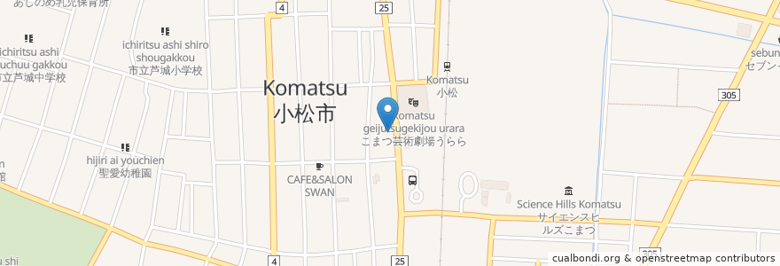 Mapa de ubicacion de 金沢育英センター 小松校 en 日本, 石川県, 小松市.