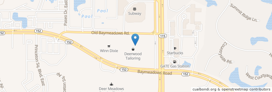 Mapa de ubicacion de Deerwood Diner en Amerika Syarikat, Florida, Duval County, Jacksonville.