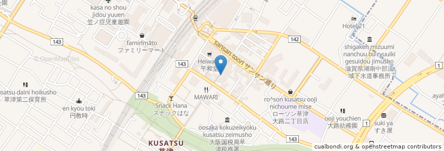 Mapa de ubicacion de 呼々家 en Japonya, 滋賀県, 草津市.