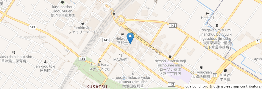 Mapa de ubicacion de 極楽酒屋 en ژاپن, 滋賀県, 草津市.