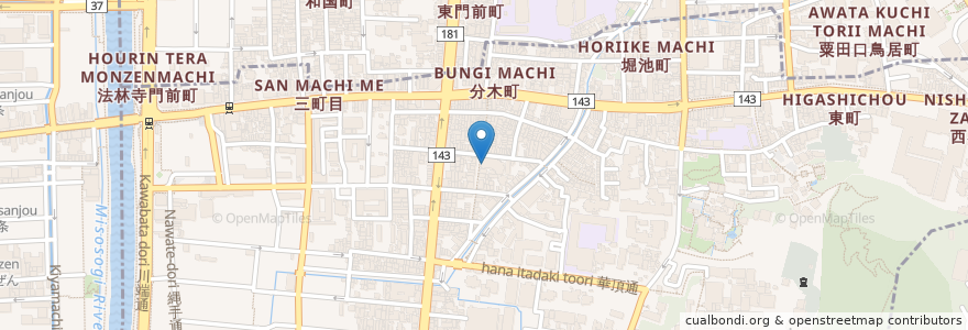 Mapa de ubicacion de 東山三条整骨院 en Japon, Préfecture De Kyoto, 京都市, 東山区.