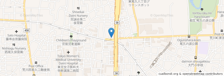 Mapa de ubicacion de 熊野前郵便局 en Japan, 東京都.