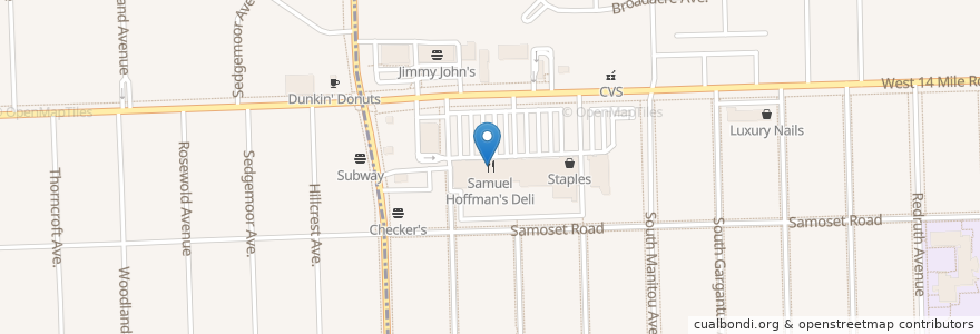 Mapa de ubicacion de Samuel Hoffman's Deli en Amerika Syarikat, Michigan, Oakland County, Clawson.
