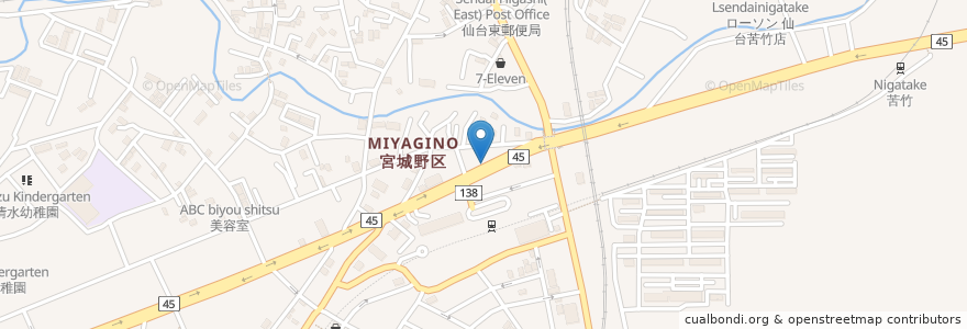 Mapa de ubicacion de 大衆居酒屋 三丁目の食堂 en Japan, Präfektur Miyagi, 仙台市, 宮城野区.