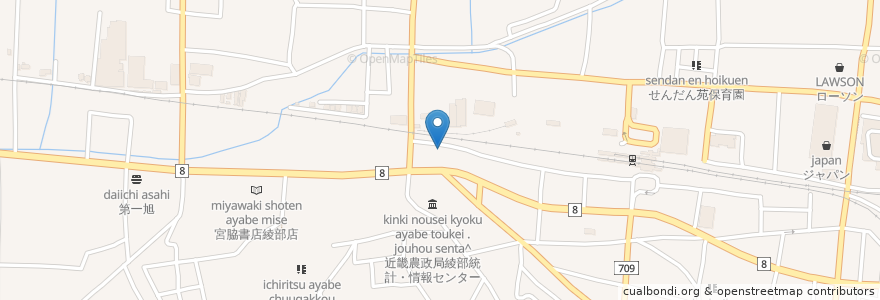 Mapa de ubicacion de 綾部市立会館 市民ホール en Japan, 京都府, 綾部市.