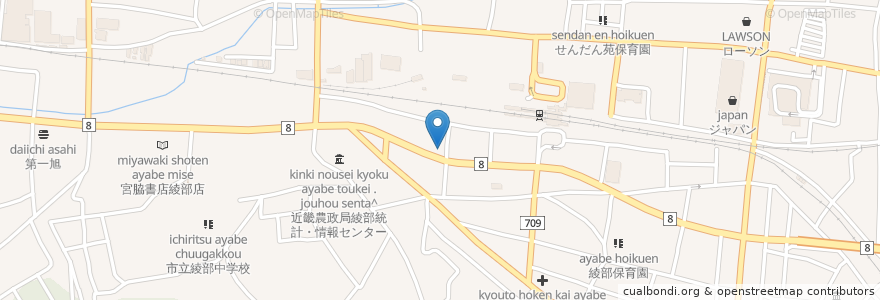 Mapa de ubicacion de 京寿司 都人 綾部店 en اليابان, 京都府, 綾部市.