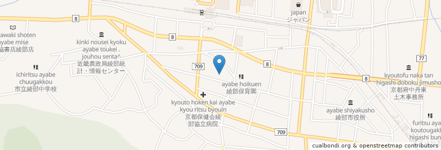 Mapa de ubicacion de 星谷医院 en Japan, Präfektur Kyōto, 綾部市.