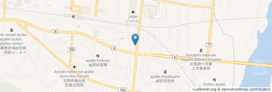 Mapa de ubicacion de 喫茶 ムラカミ en Japonya, 京都府, 綾部市.