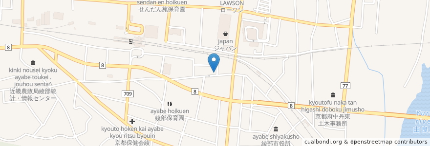Mapa de ubicacion de 割烹竹扇 en 日本, 京都府, 綾部市.
