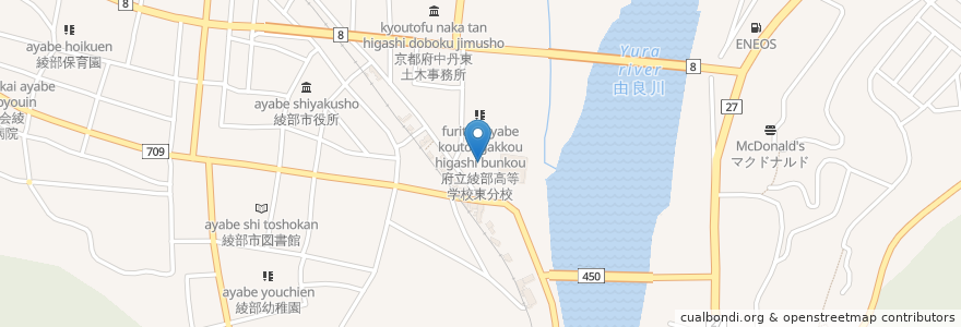 Mapa de ubicacion de 熊野新宮神社 en 日本, 京都府, 綾部市.