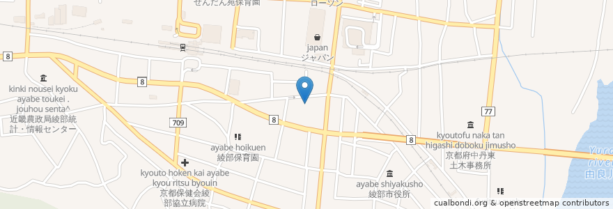 Mapa de ubicacion de 了円寺 en اليابان, 京都府, 綾部市.