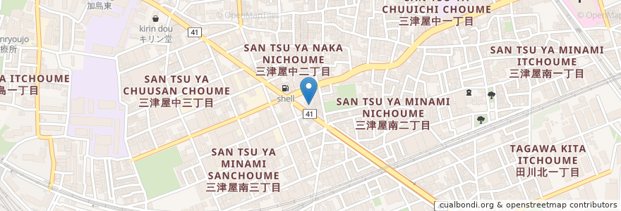 Mapa de ubicacion de 北おおさか信用金庫 三津屋支店 en Japan, Osaka Prefecture, Osaka, Yodogawa Ward.