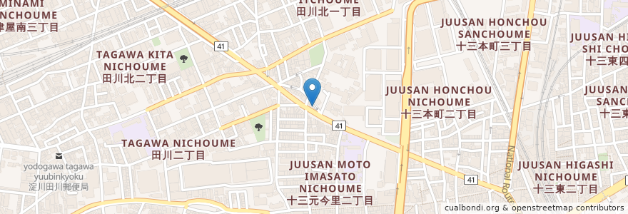 Mapa de ubicacion de らーめん 宝 en Japan, Präfektur Osaka, 大阪市, 淀川区.