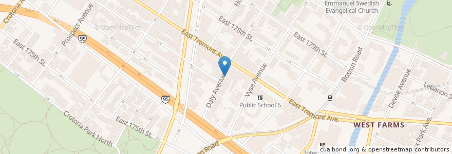 Mapa de ubicacion de Iglesia Christiana Bethsemani en アメリカ合衆国, ニューヨーク州, New York, Bronx County, The Bronx.