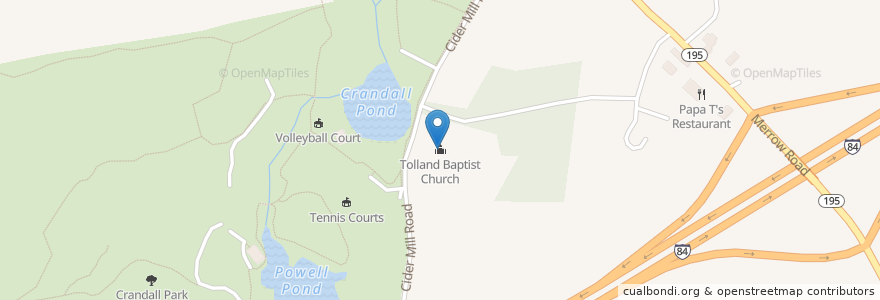 Mapa de ubicacion de Tolland Baptist Church en 미국, 코네티컷, Tolland County, Tolland.