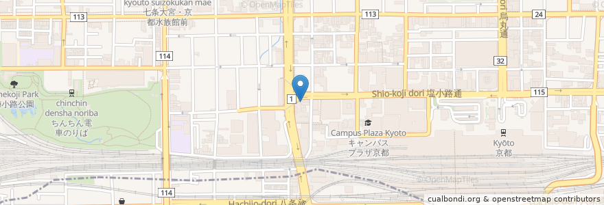 Mapa de ubicacion de Ikariya petit en Japonya, 京都府, 京都市, 下京区.
