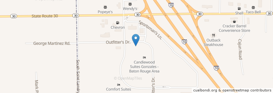 Mapa de ubicacion de Quaker Steak & Lube en Amerika Syarikat, Louisiana, Ascension Parish, Gonzales.