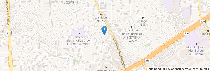 Mapa de ubicacion de 岡田整形外科 en Japon, Tokyo, 世田谷区.