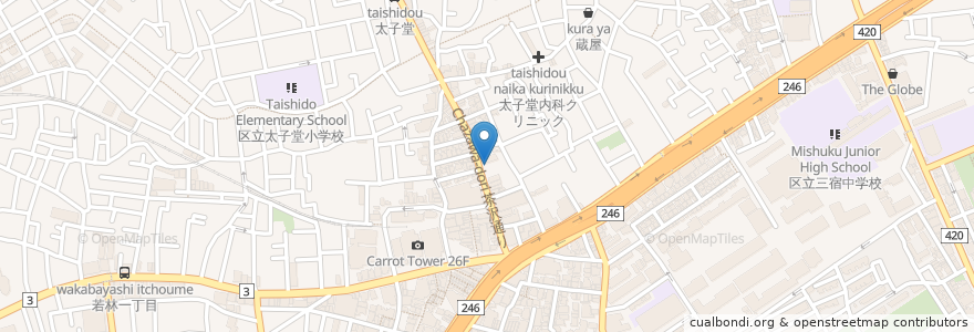 Mapa de ubicacion de てけてけ en Japonya, 東京都, 世田谷区.