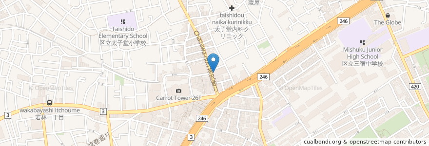 Mapa de ubicacion de ココカラファイン薬局 en Jepun, 東京都, 世田谷区.
