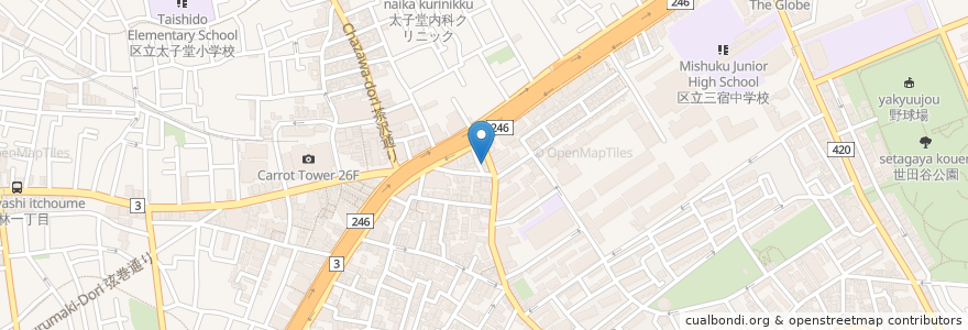 Mapa de ubicacion de だるま en 日本, 東京都, 世田谷区.