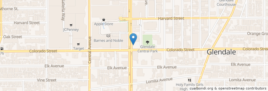 Mapa de ubicacion de Eggslut en 美利坚合众国/美利堅合眾國, 加利福尼亚州/加利福尼亞州, 洛杉矶县, Glendale.
