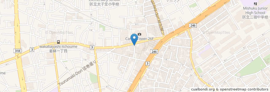 Mapa de ubicacion de くすりの福太郎 en Japonya, 東京都, 世田谷区.