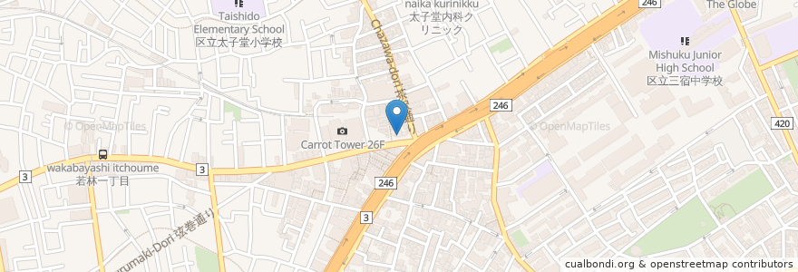 Mapa de ubicacion de ミネドラッグ en 日本, 東京都, 世田谷区.