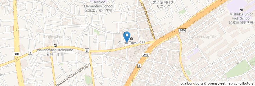 Mapa de ubicacion de 三菱UFJ銀行 en 日本, 东京都/東京都, 世田谷区.