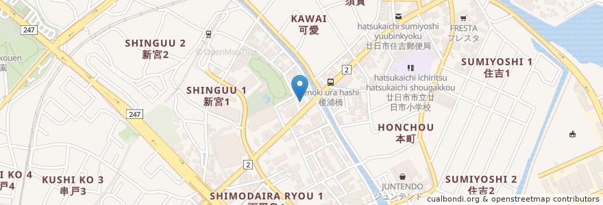 Mapa de ubicacion de 餃子の王将 en 일본, 히로시마현, 廿日市市.